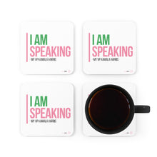 Load image into Gallery viewer, I Am Speaking Corkwood Coaster Set