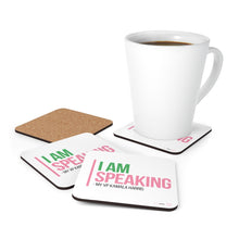 Load image into Gallery viewer, I Am Speaking Corkwood Coaster Set