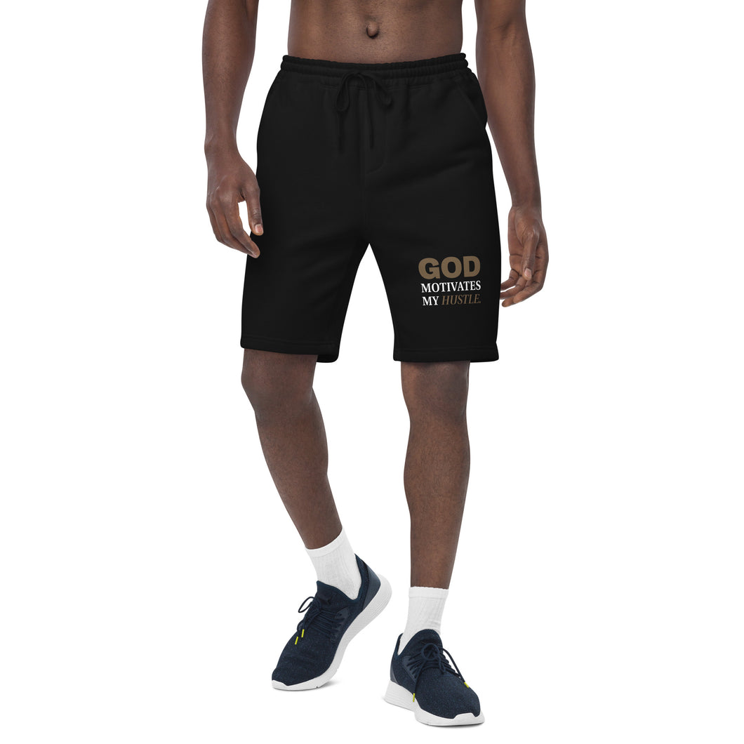 God Motivates My Hustle Men's fleece shorts